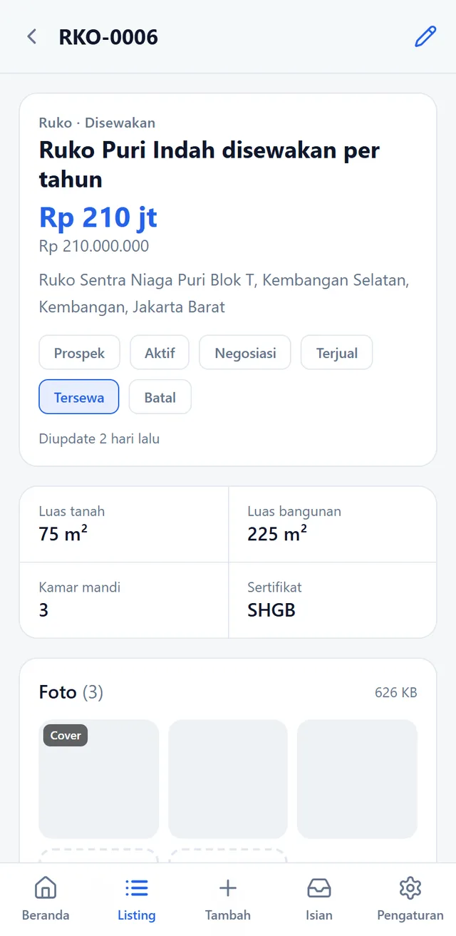 Satu listing, selengkap-lengkapnya